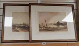 Coastal views with broached fishing boats by Richard Henry Nibbs, watercolor, offered Apr 2026