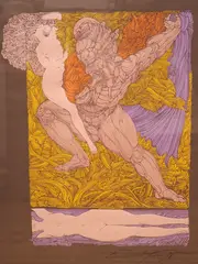 Samson und Delilah by Ernst Fuchs, pencil, sold Apr 2026