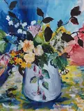 Still life of flowers in a vase by Annie Boisseau, gouache, sold Mar 2026
