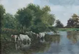 Cattle Watering, The Tyne by William Darling McKay, oil on canvas, sold Mar 2026