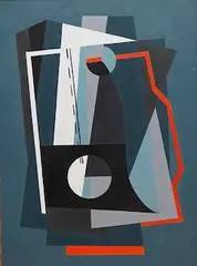 Untitled abstract composition by George Bodis, oil on board, sold Mar 2026