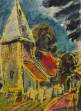 Rodmell Church, St. Peters, near Lewes by George Hooper, mixed media, sold Mar 2026