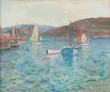 Harbour scene by Arthur Baker-Clack, pencil, sold Mar 2026