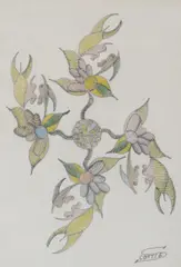 Flowering Quarters, 1940 by Scottie Wilson, pencil, sold Mar 2026