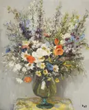 Marguerites, Coquelicots, Delphiniums et Bleuets by Marcel Dyf, oil on canvas, sold Mar 2026