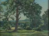 Chanctonbury from Whitelocks by Claude Muncaster, oil on board, sold Mar 2026