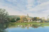 Alfriston Church with the River Cuckmere in flood by Frank Wootton Obe PPGAvA, oil on canvas, offered Mar 2026
