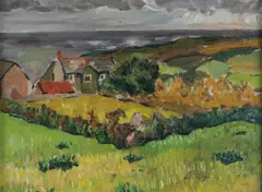 Cornish landscape by Fred Yates, oil on canvas, sold Mar 2026