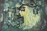 A Cornish landscape with harbour and buildings by Tony Giles, oil on board, sold Mar 2026