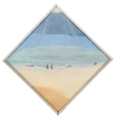 Figures on a beach with waves rolling in by Laetitia Yhap, oil, sold Mar 2026
