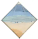 Figures on a beach with waves rolling in by Laetitia Yhap, oil, sold Mar 2026