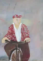 Man going round a Bend by Tessa Newcomb, oil on panel, sold Mar 2026