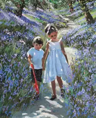 A walk amongst the bluebells by Sherree Valentine Daines, oil on board, offered Mar 2026