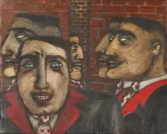 Men by Peter Kennelly, oil on canvas, sold Mar 2026