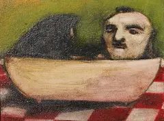 The Confessional by Peter Kennelly, oil on canvas, offered Mar 2026