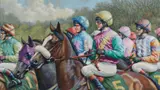 Jockeys, Are You Ready?' 2013 by Roy Miller, oil on board, sold Mar 2026