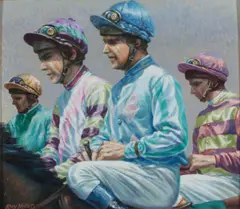 Jockeys by Roy Miller, oil on board, offered Mar 2026