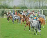 Eleven Runners' 2020 by Roy Miller, oil on canvas, sold Mar 2026