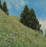 Meadowland by Roy Miller, oil on canvas, sold Mar 2026