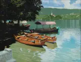 Lake Bled, Slovenia' 2014 by Roy Miller, oil on canvas, sold Mar 2026
