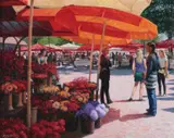 The Flower Stall by Roy Miller, oil on canvas, sold Mar 2026