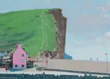 The Pink House, West Bay, Dorset by Roy Miller, oil on board, sold Mar 2026