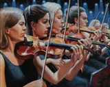 The Violins by Roy Miller, oil on canvas, sold Mar 2026
