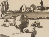 Summer Landscape by Josef Herman, ink, sold Mar 2026