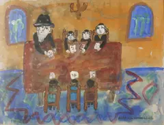 Hebrew Class by Dora Holzhandler, watercolour on paper, offered Mar 2026