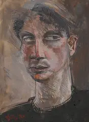Head III by Nicholas Jolly, gouache and Indian, sold Mar 2026