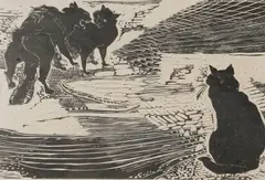 Cats I by Gertrude Hermes, pencil, sold Mar 2026