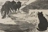Cats I by Gertrude Hermes, pencil, sold Mar 2026