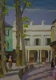 The Pantiles, Tunbridge Wells by Alan Stenhouse Gourley, oil on board, sold Mar 2026