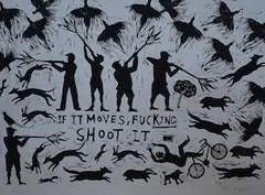 If It Moves Shoot It by Tom Maryniak, pencil, sold Mar 2026