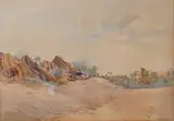 Les Tentes en safari by Fernande David, watercolour, sold Mar 2026
