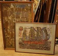 Abstract composition by James Adedayo, pencil, sold Mar 2026
