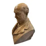 A large glazed earthenware bust of a gentleman by Paul-François Belouin, 1880, sculpture, offered Mar 2026