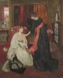 Après le Bal by Lucy Madox Brown, watercolour and gouache, sold Mar 2026