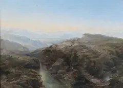 Rocky highland landscape by Thomas Creswick, oil on panel, sold Mar 2026