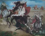 The Rape of the Sabines’ signed lower right by Daniel Casey, oil on board, sold Mar 2026
