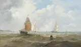 Fishing Boats Off the East Coast by John Moore of Ipswich, oil on canvas, sold Mar 2026