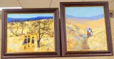 African village scenes with figures by Katherine Ambrose, oil, offered Mar 2026