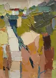 Cornish Farm by Belinda Fitzwilliam, oil on board, sold Mar 2026