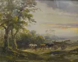 Horses hauling timber by Henry Earp Senior, oil on board, sold Mar 2026