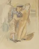 Walking Out by Thomas R. Rathmell, 1941, ink and watercolour, offered Mar 2026