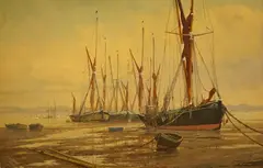 Pinmill, December by Kenneth Denton, oil on board, sold Mar 2026