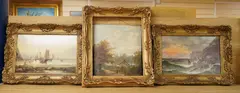 Shipping and landscape scenes by John James Wilson, oil, sold Feb 2026