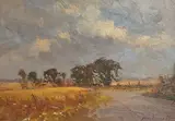 A Suffolk By-Road Road, Summer by Andrew King, oil on board, sold Feb 2026