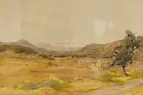 Expansive landscape view by Sam Pope, watercolour, offered Feb 2026