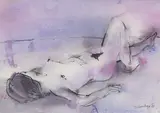 Nude study by David Armitage, mixed media, offered Feb 2026